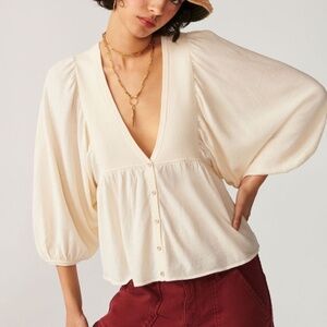 Ba&sh Hamza Ecru Two Way Button-up Sweater